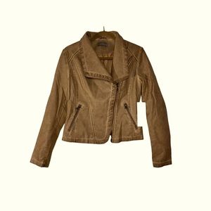 BAGATELLE Brown Faux Leather Biker Jacket Women’s SZ.(M)